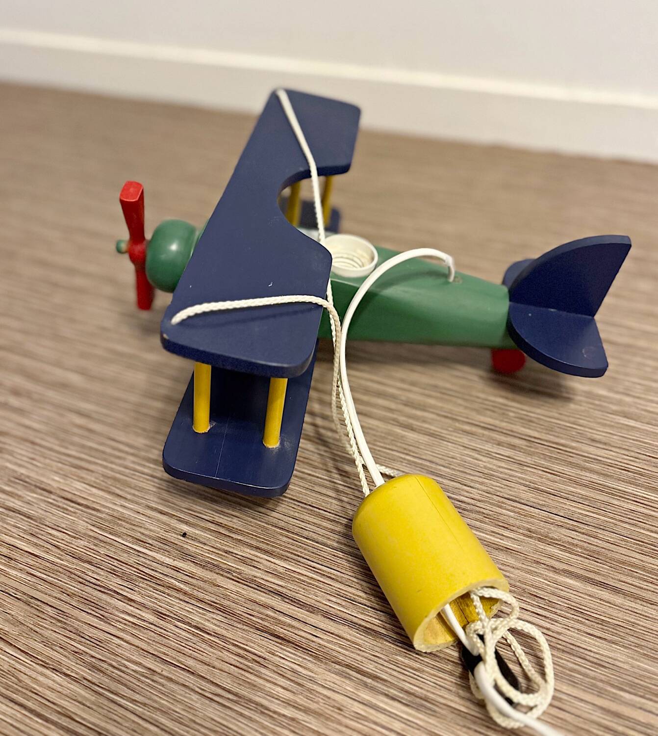 Vintage lighting chandelier BOUDET wooden airplane