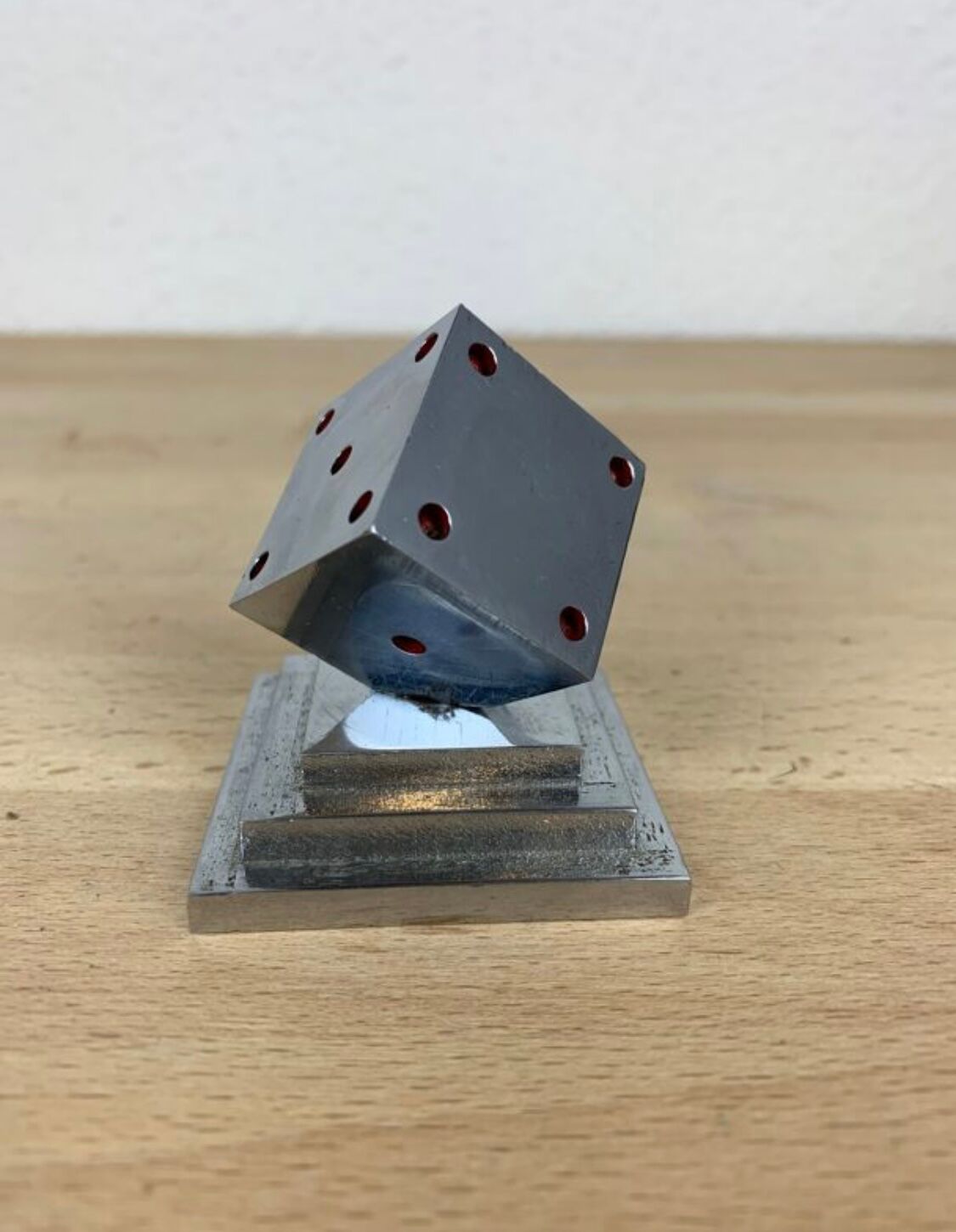 Art Deco chromed metal dice sculpture