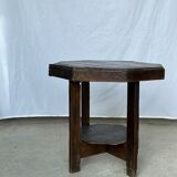 Pedestal table or small octagonal side table quadripod base with modernist spacer