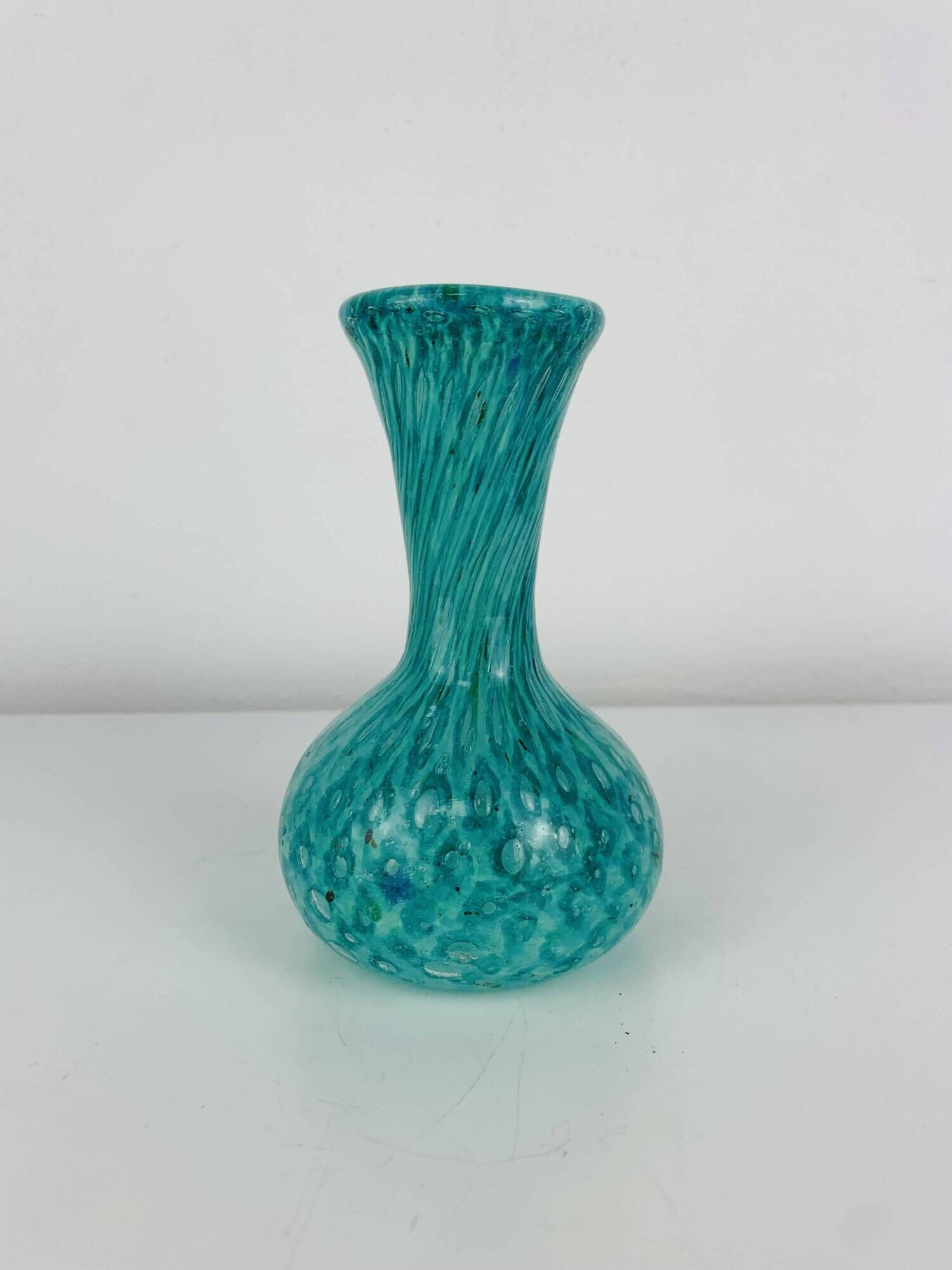 Vintage green/blue blown glass vase