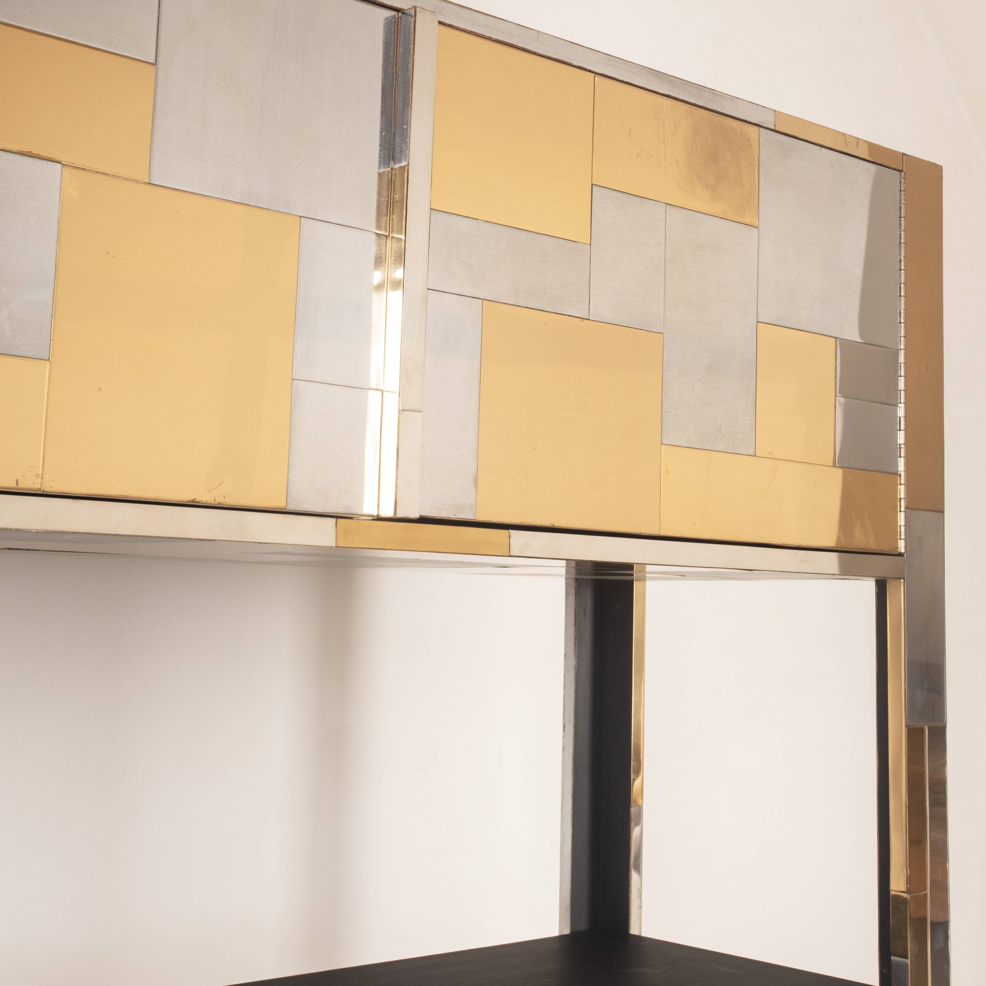 Paul Evans Cityscape Brass and Stainless Steel Bookcase, First Series, 1971