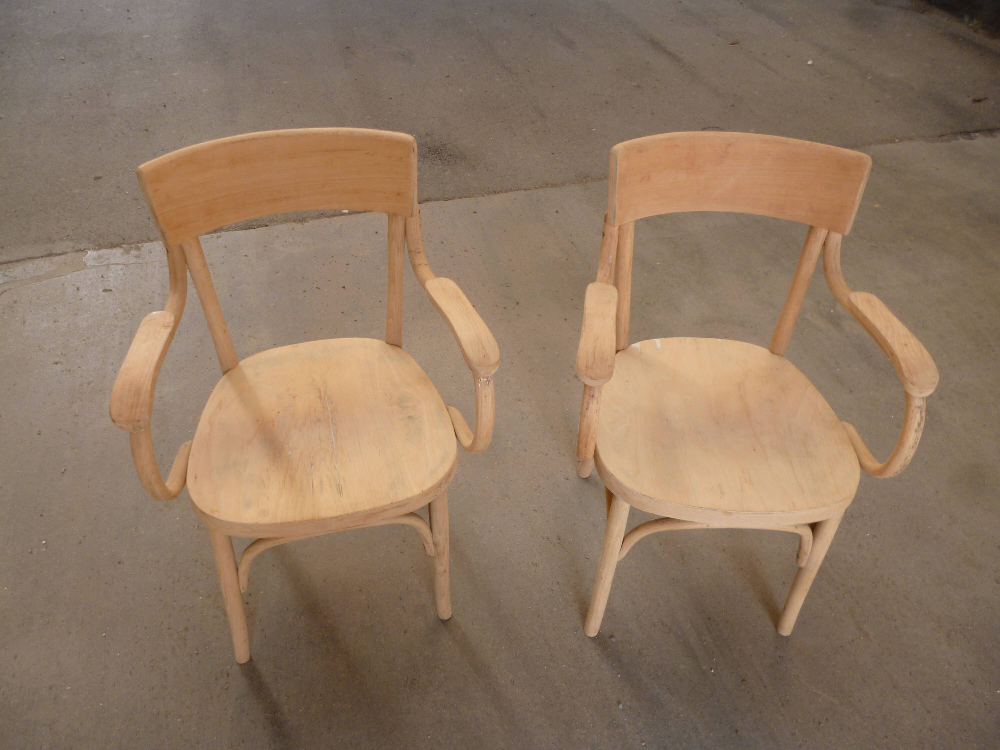 Paire de fauteuil en hêtre et bois courbés