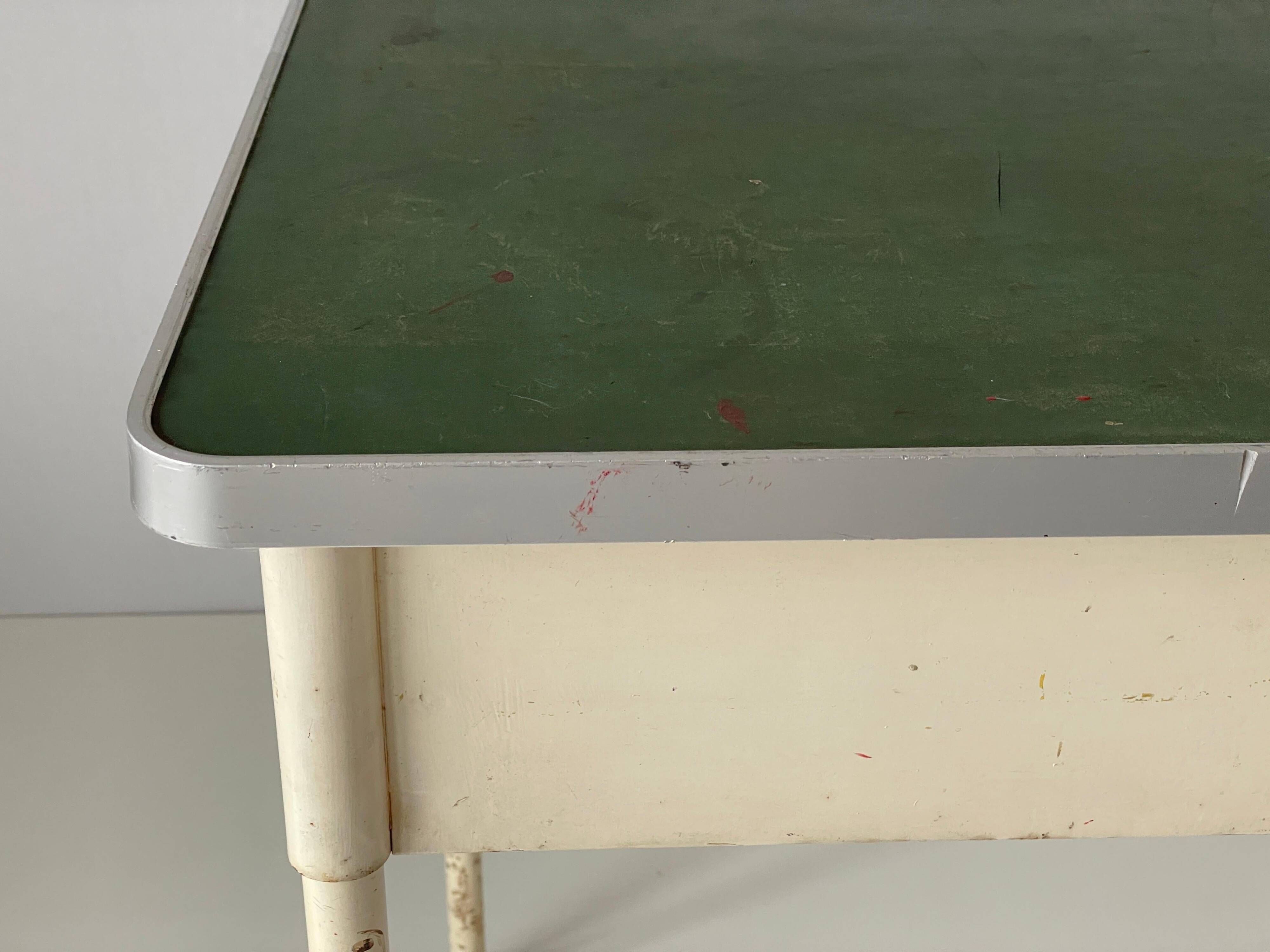 Art Deco industrial hospital doctor's desk with drawer, 1940s, Germany