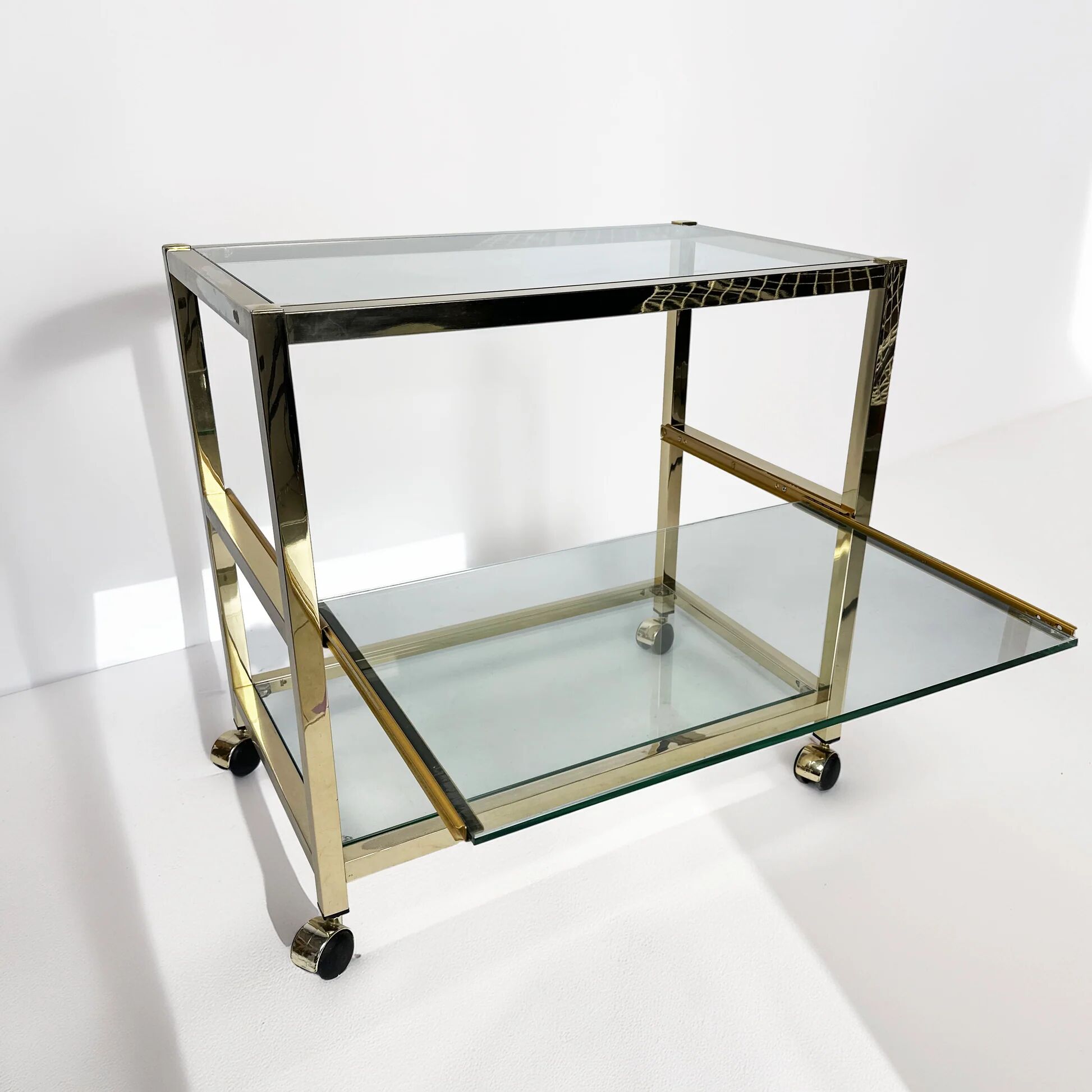 Vintage chrome and gold side table from the 1980s.