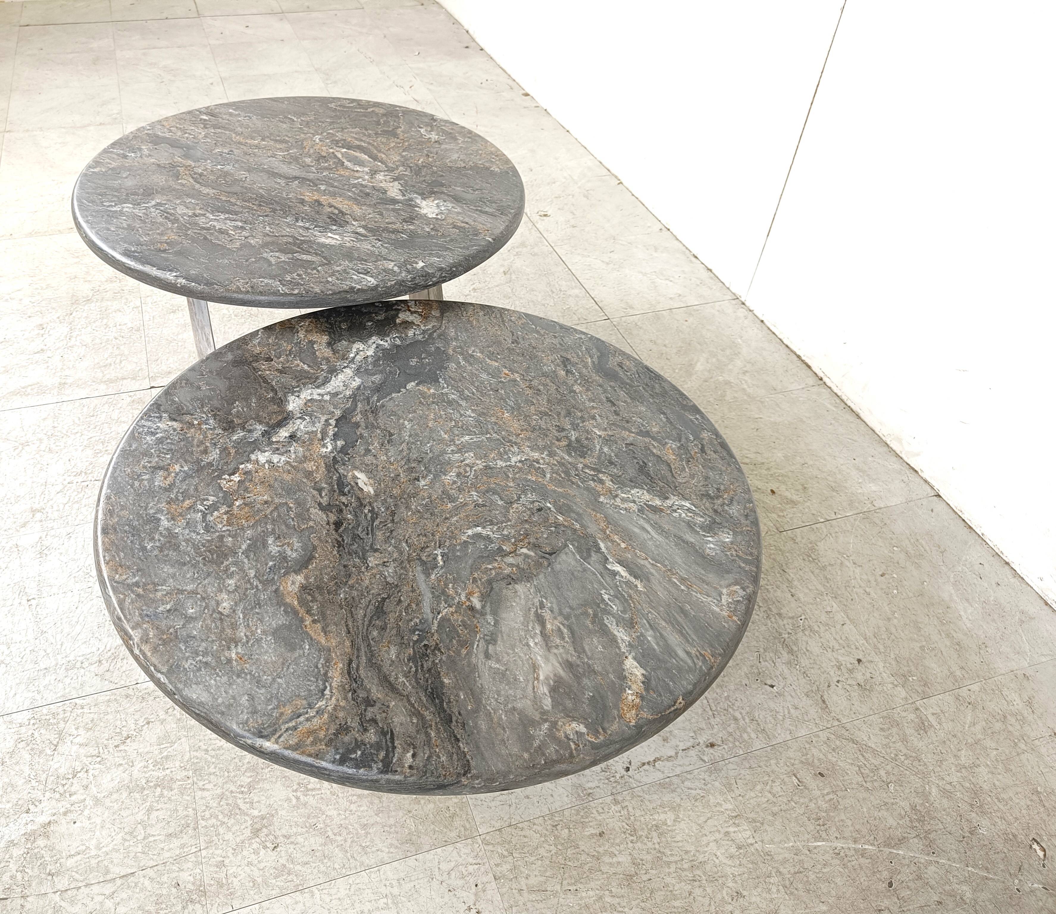 Vintage two tier marble coffee table, 1970s