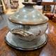 Glazed stoneware soup tureen with lid and plate – French workshop – 20th century