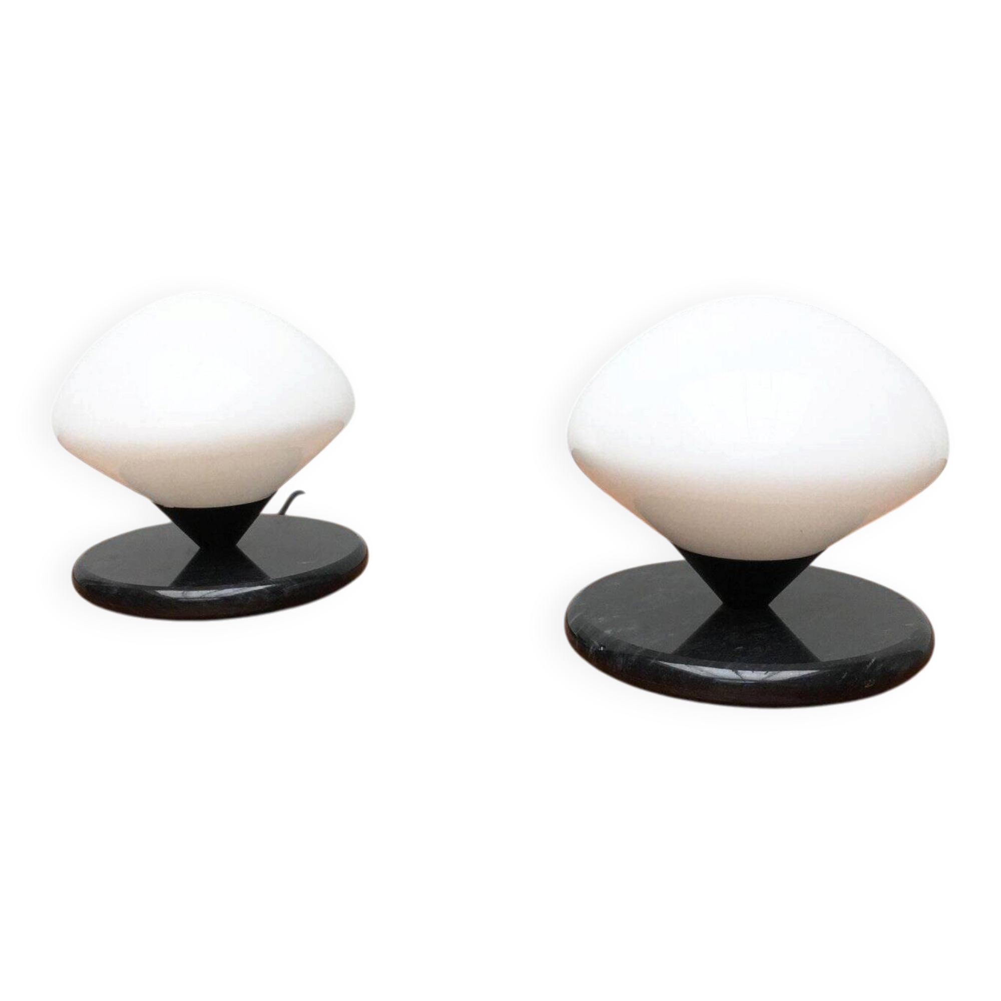 Vintage Swiss marble and glass table lamps by Optelma, set of 2.