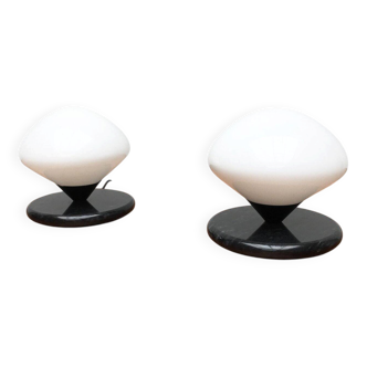 Vintage Swiss marble and glass table lamps by Optelma, set of 2.