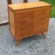 Vintage chest of drawers in blond and golden oak, compass legs and 4 drawers, 1950s