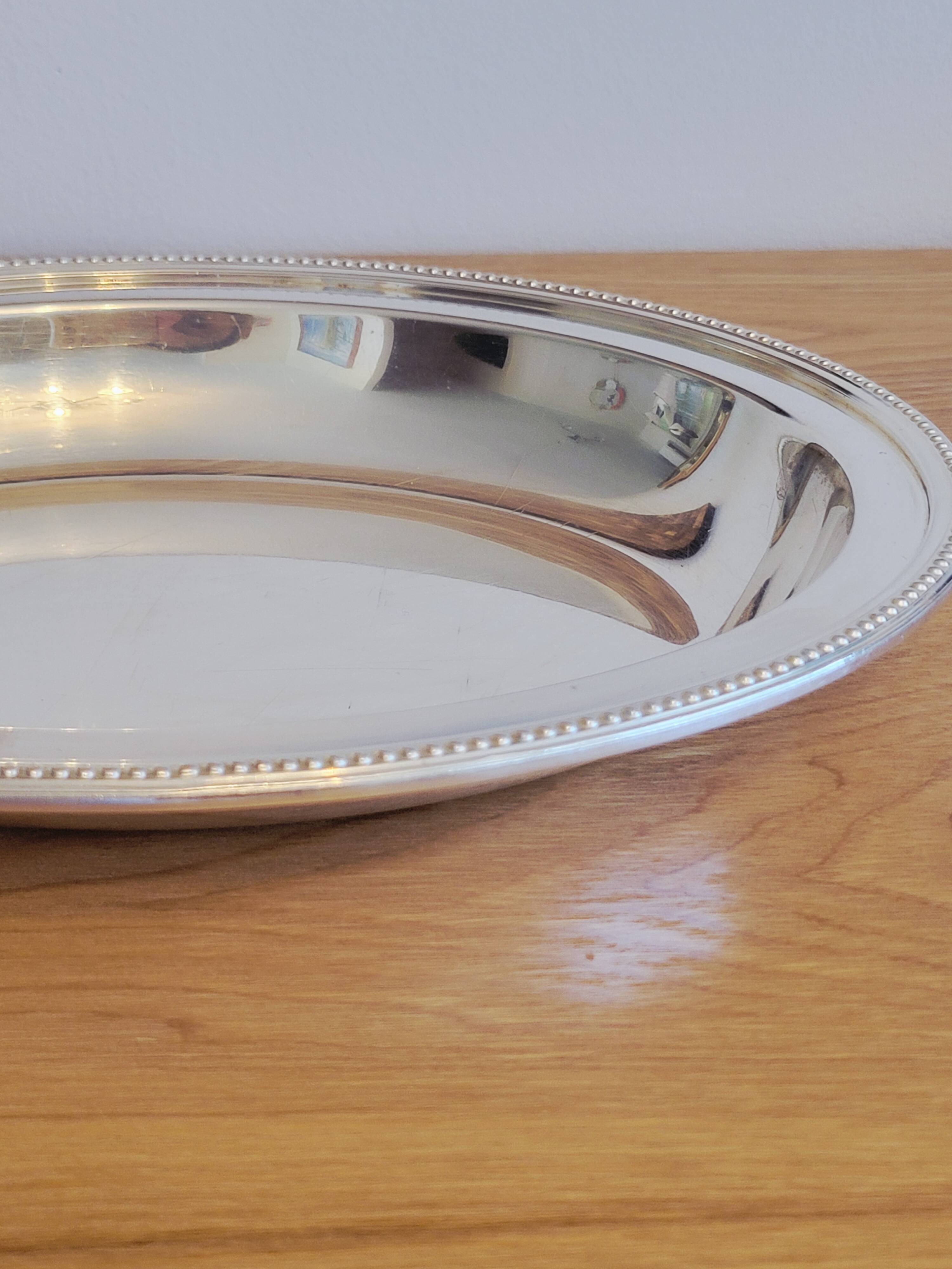 Oval Plateau Christofle Gallia In Silver-Plated Metal Beaded Frieze Basket Plaque