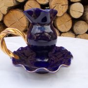 Blue and gold ceramic candlestick