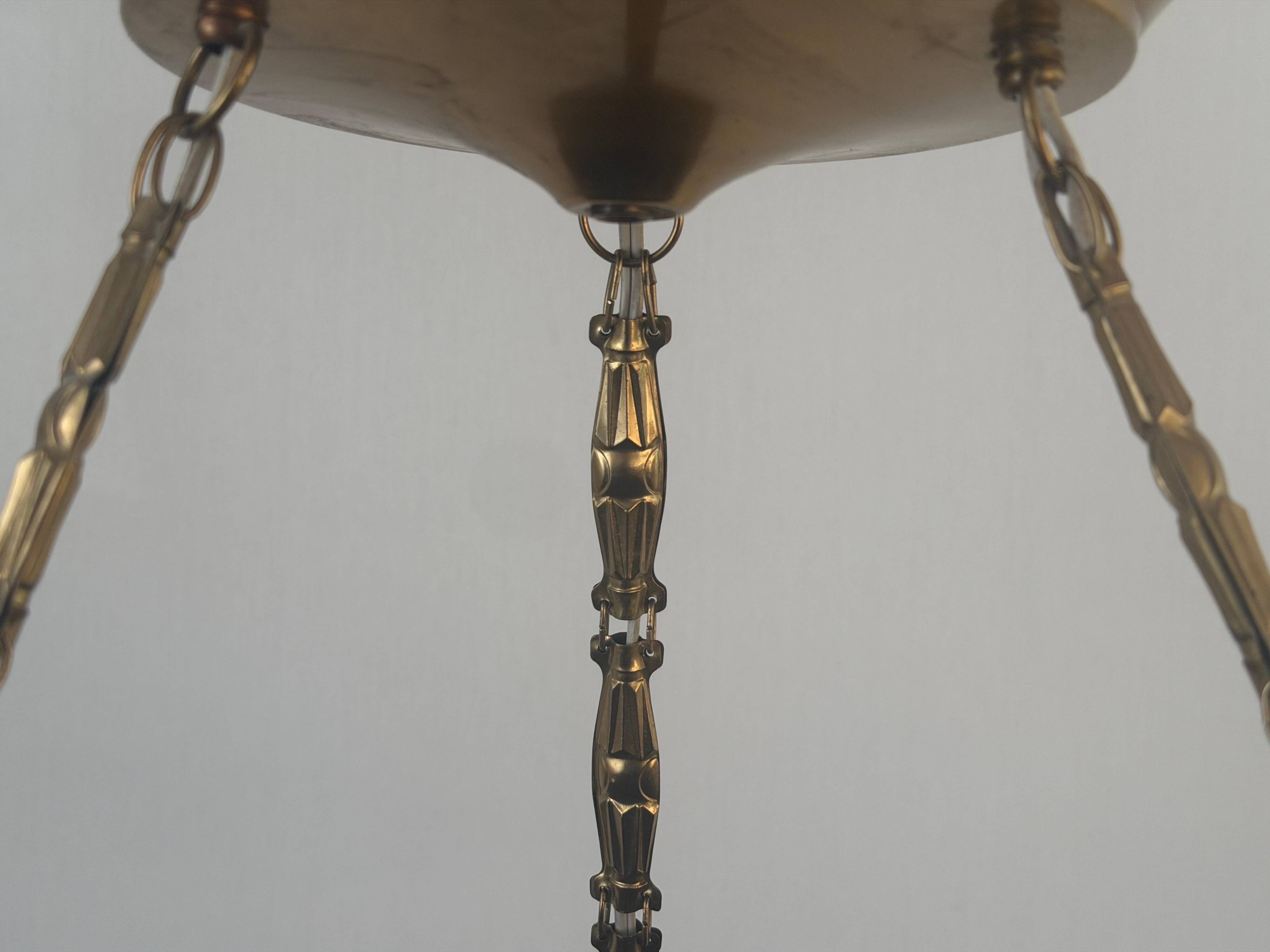 Art Deco ceiling light in copper and glass, 1940s, Germany