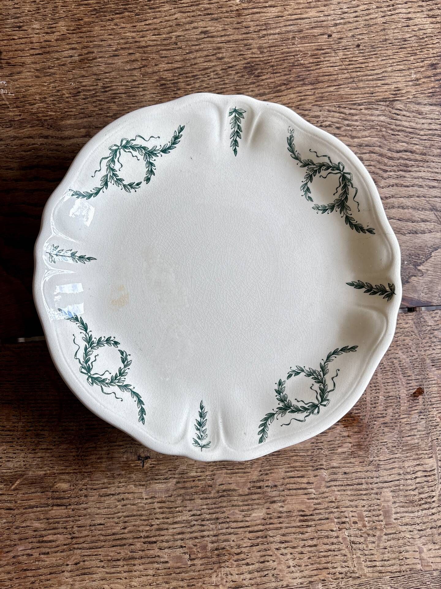 Compote dish or antique footed plate in ironstone - Villey de Longc