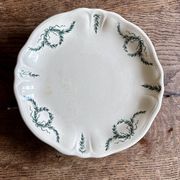Compotier ou assiette à pied ancienne en terre de fer -Villey de Longc