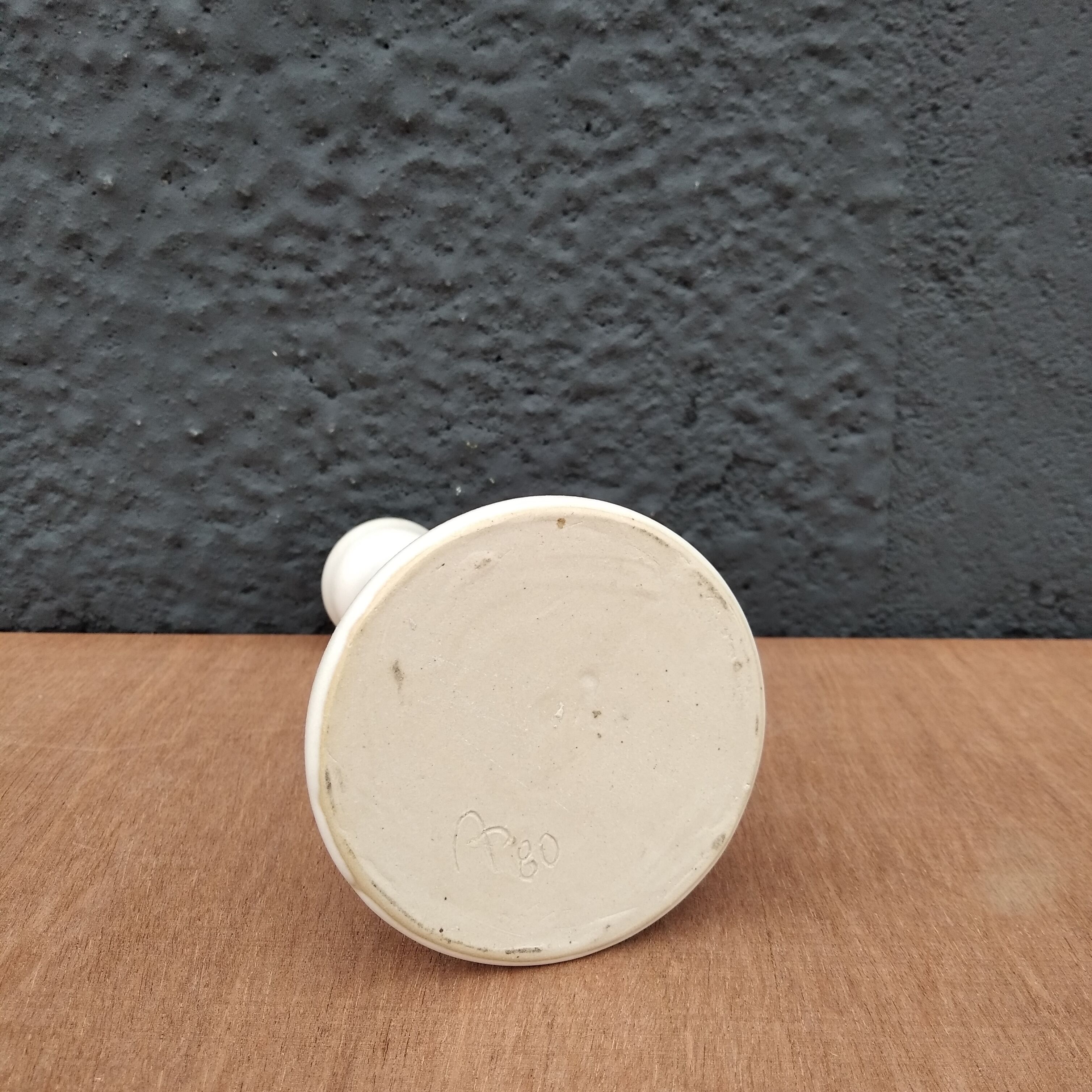 White terracotta candle holder