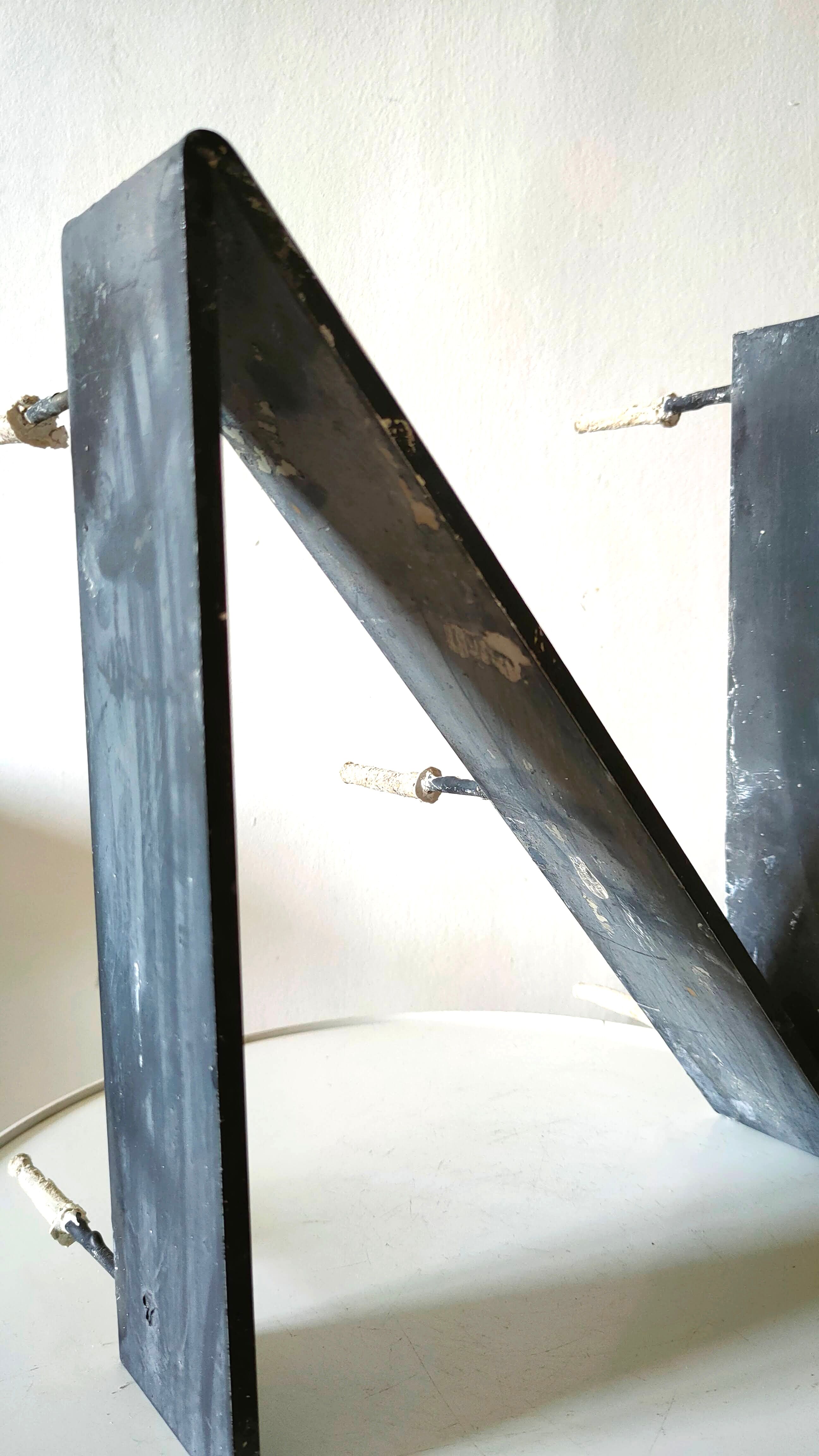 Large vintage metal letter N