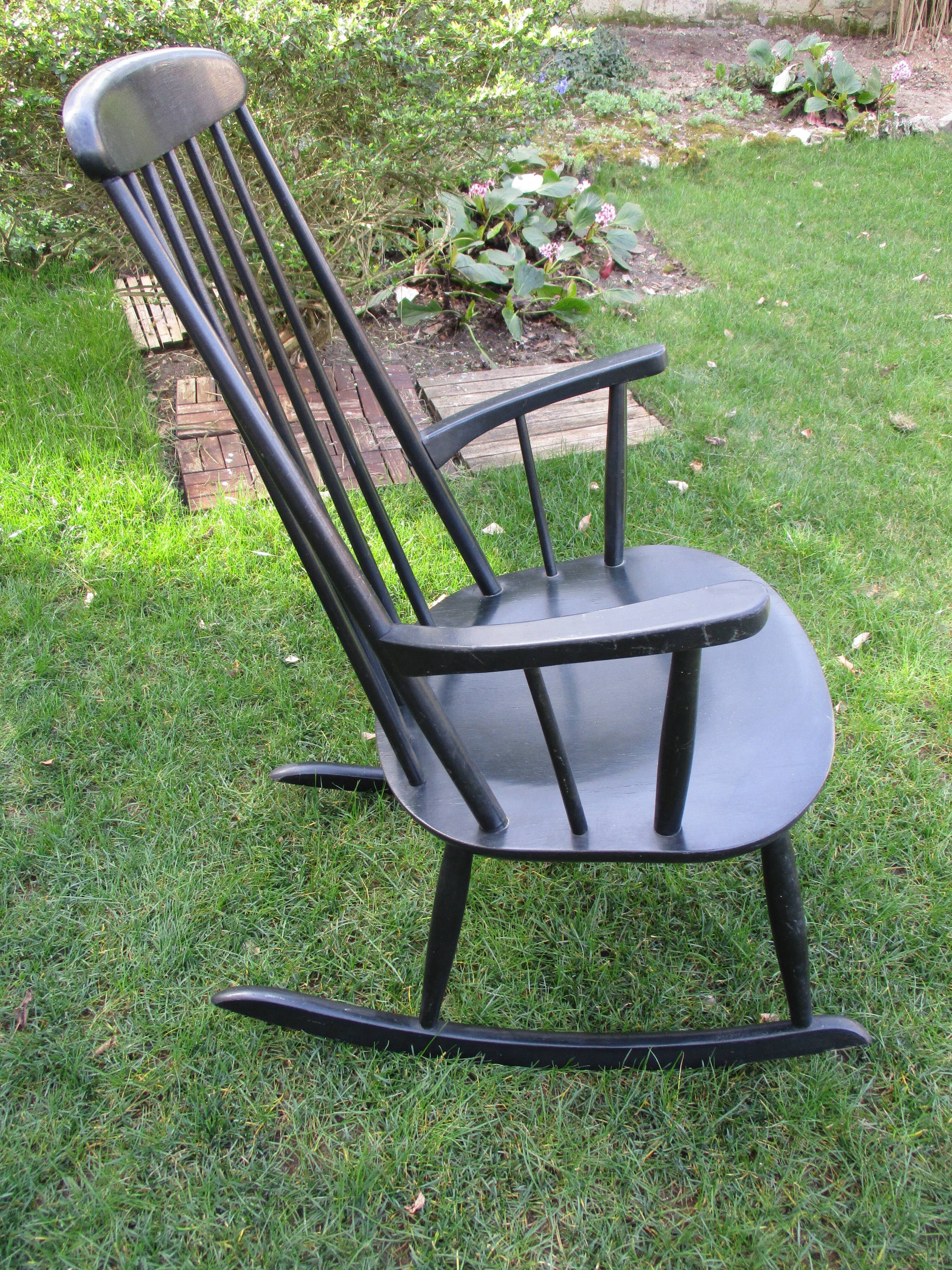Black beech rocking chair, Stol Kamnik, 60s.