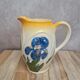 Pichet en barbotine vintage décor iris bleu