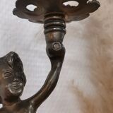 Pair of antique candlesticks in bronze and brass