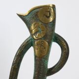 Brutalist Bronze Vase with the Twelve Signs of the Zodiac