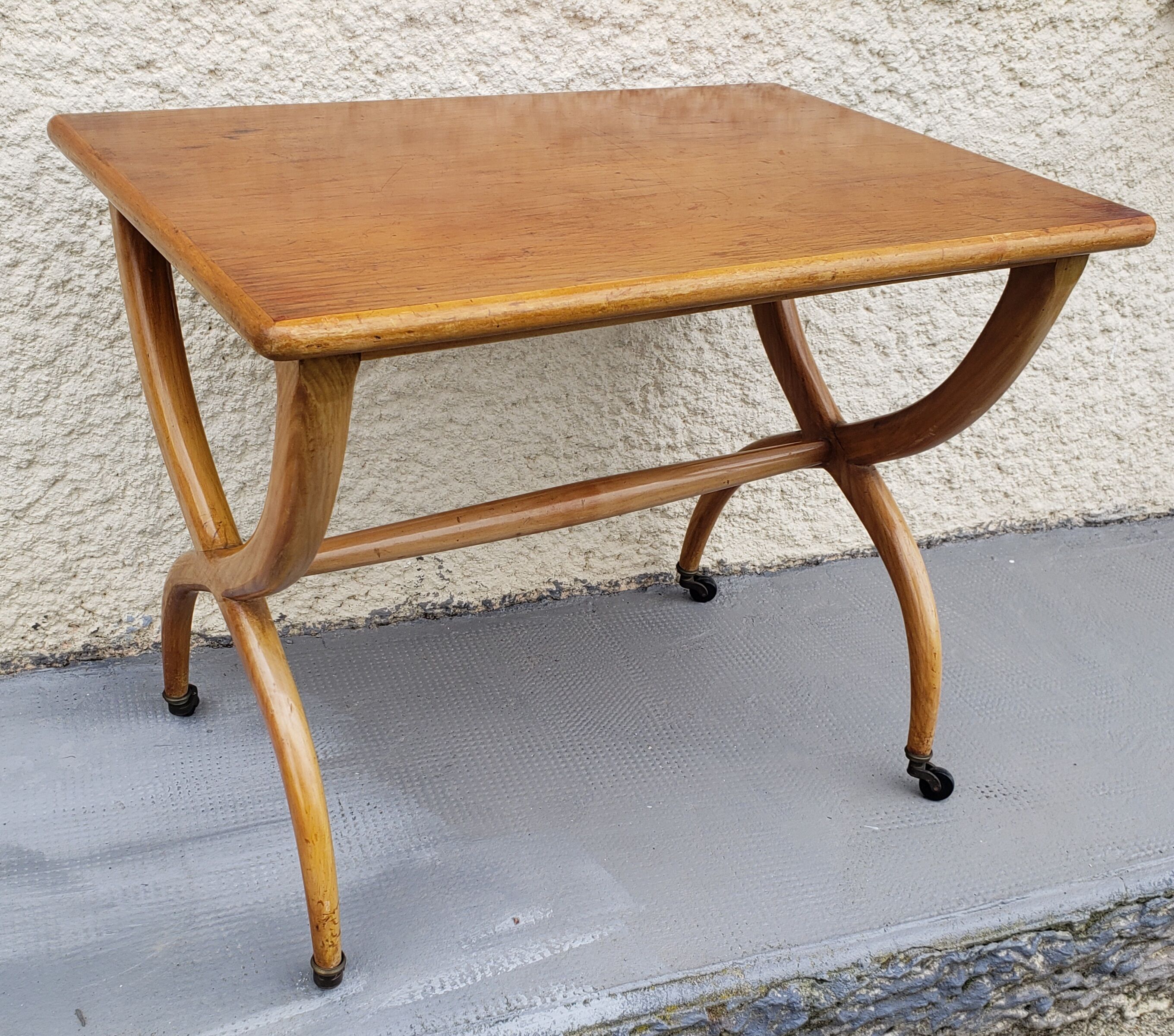 Side table on wheels Italian design 50s