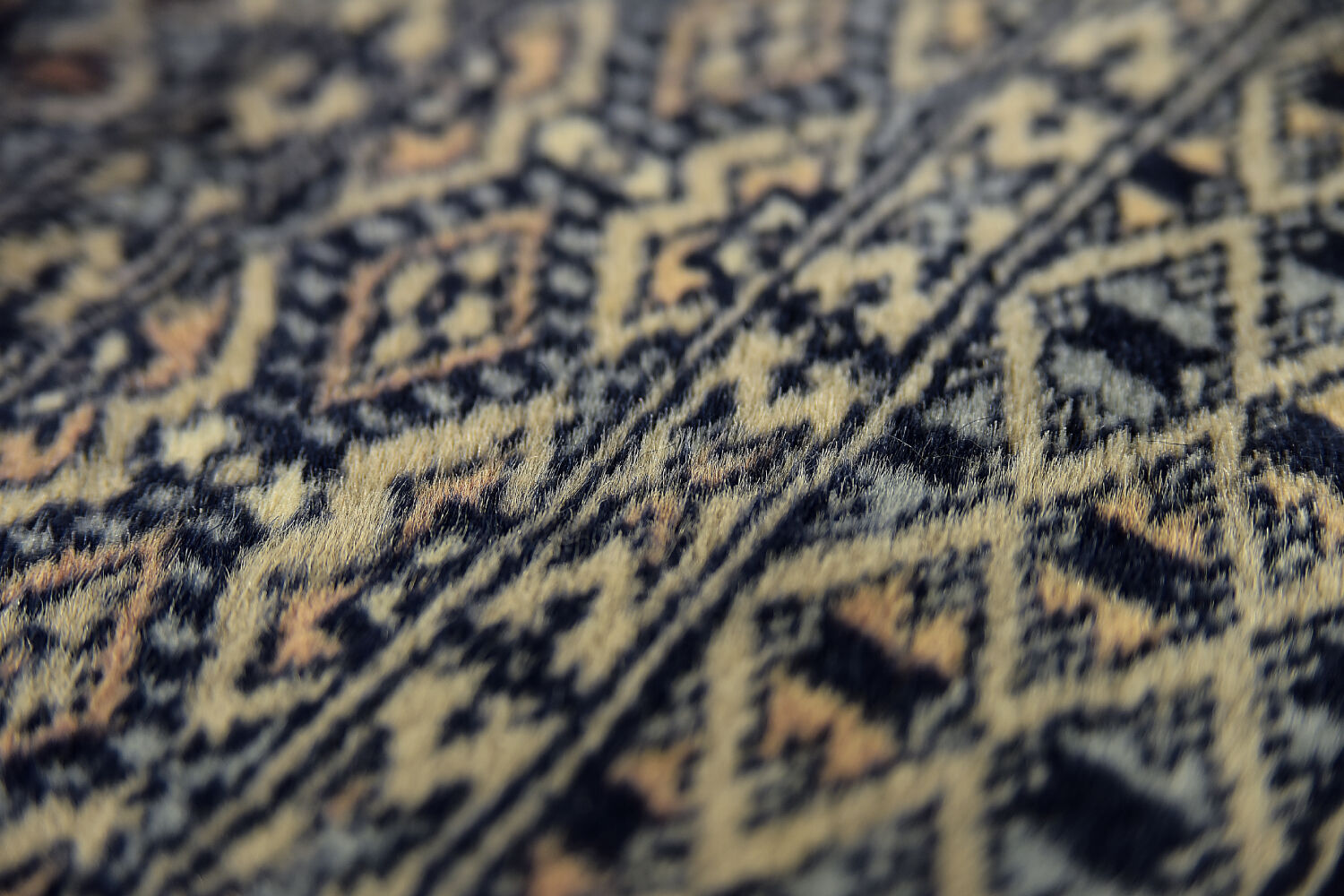 Vintage pakistani hand-woven oriental blue bukhara rug from ikea, 1960s
