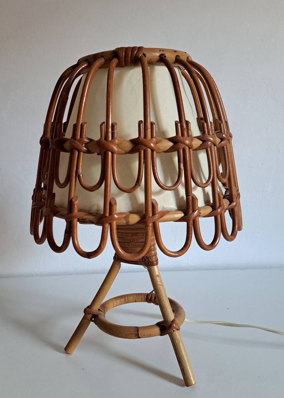 Pair of bamboo bedside lamps