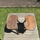 Pair of vintage farmhouse stools in solid oak