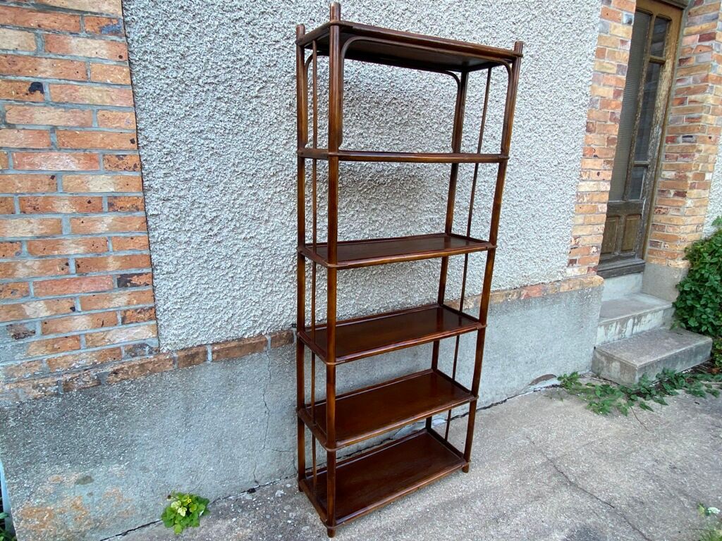 Vintage rattan bookcase shelf 70s