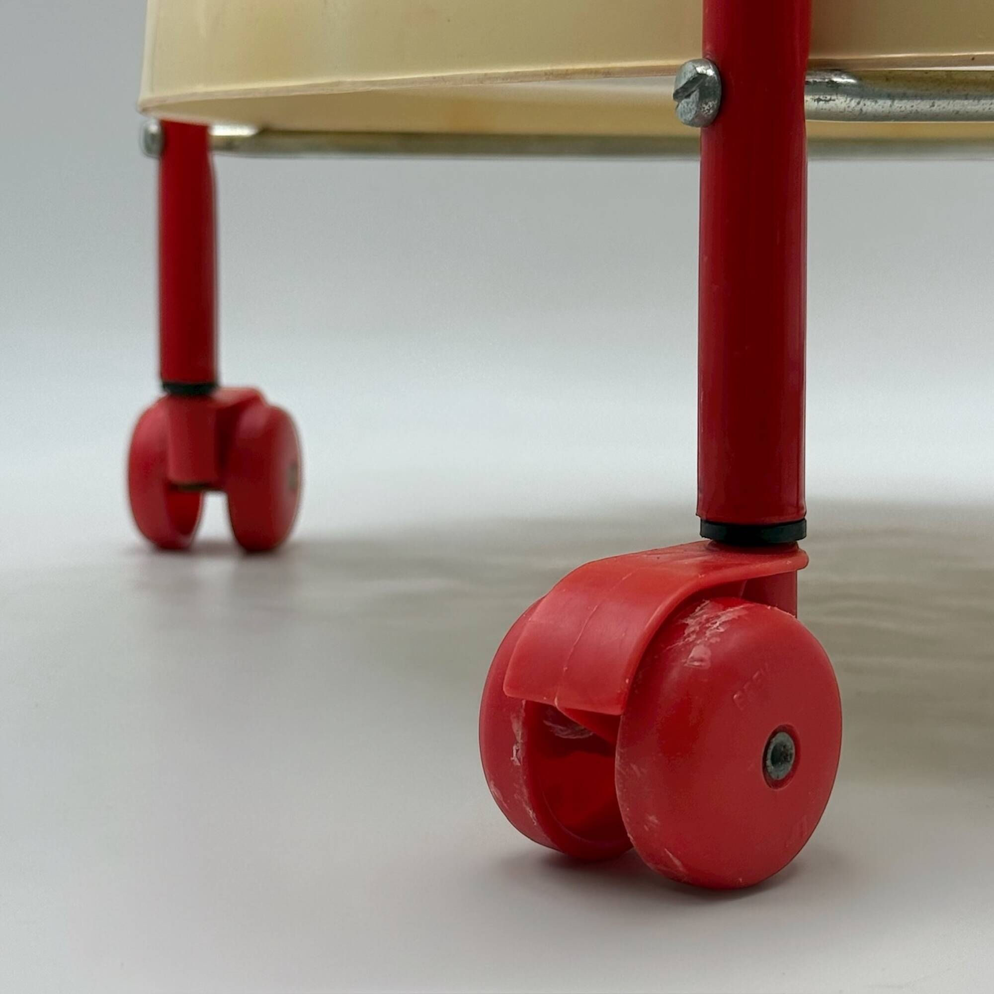Vintage 1960s Red and Beige Bar Cart