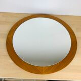 Scandinavian mirror round teak 47 cm 60s
