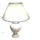 Vintage white ceramic table lamp, ribbed body and conical shade.