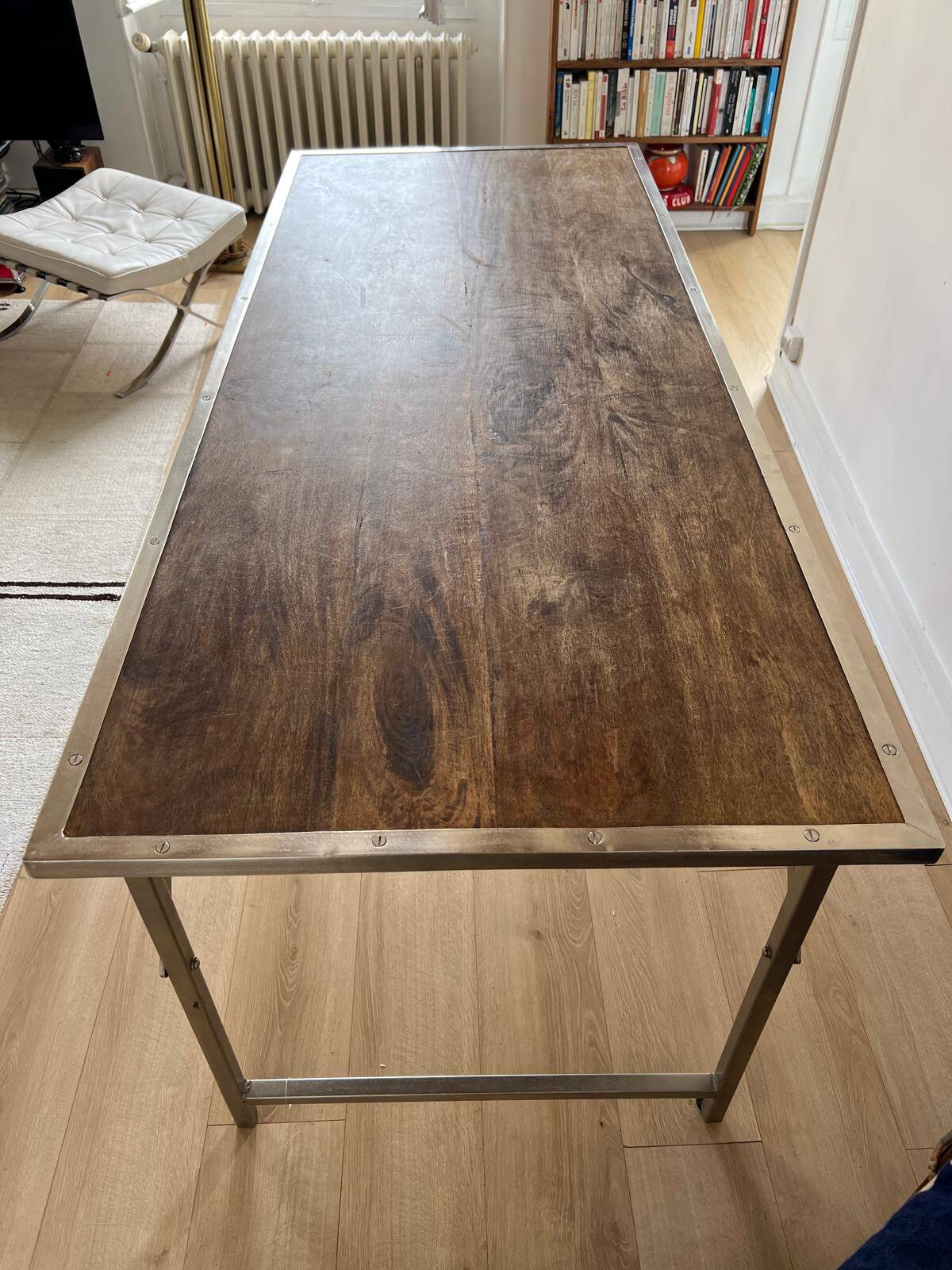 Folding industrial-style dining table
