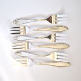 6 fourchettes à dessert modernistes en métal argenté chantourné DEETJEN