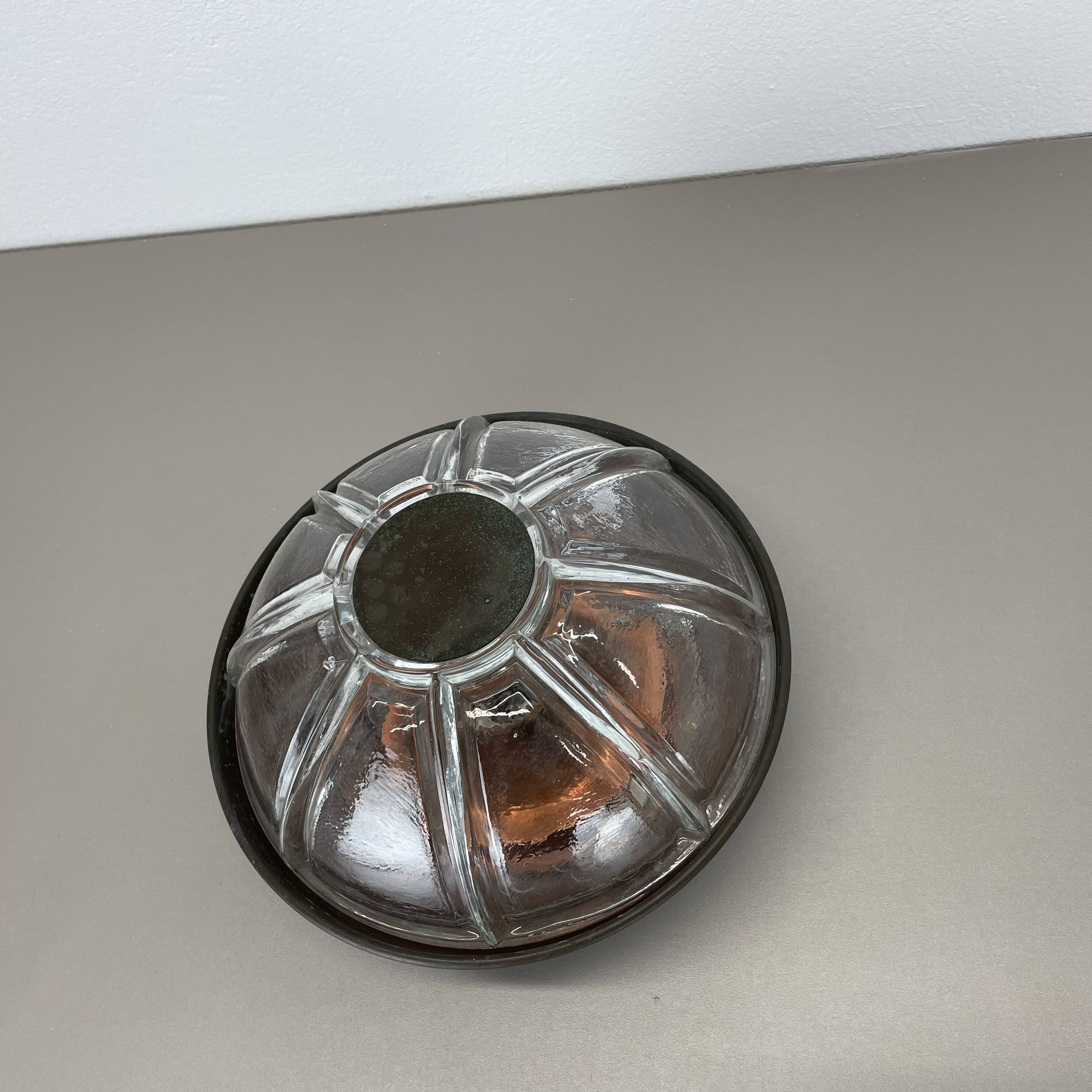 Unique brutalist boom copper and glass wall light by bega lights, germany, 1980s