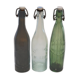 Set of 3 old bottles lemonade / water / beer / soda