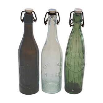 Set of 3 old bottles lemonade / water / beer / soda