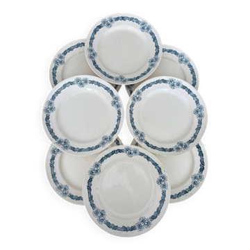 Lot de 8 assiettes plates terre de fer Longchamp modele Denise