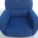 Club armchair upholstered in blue fabrics –Excellent condition-