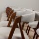 Set of 14 mid-century Danish teak dining chairs by Th Harlev for Farstrup Møbler in blue wool 1950