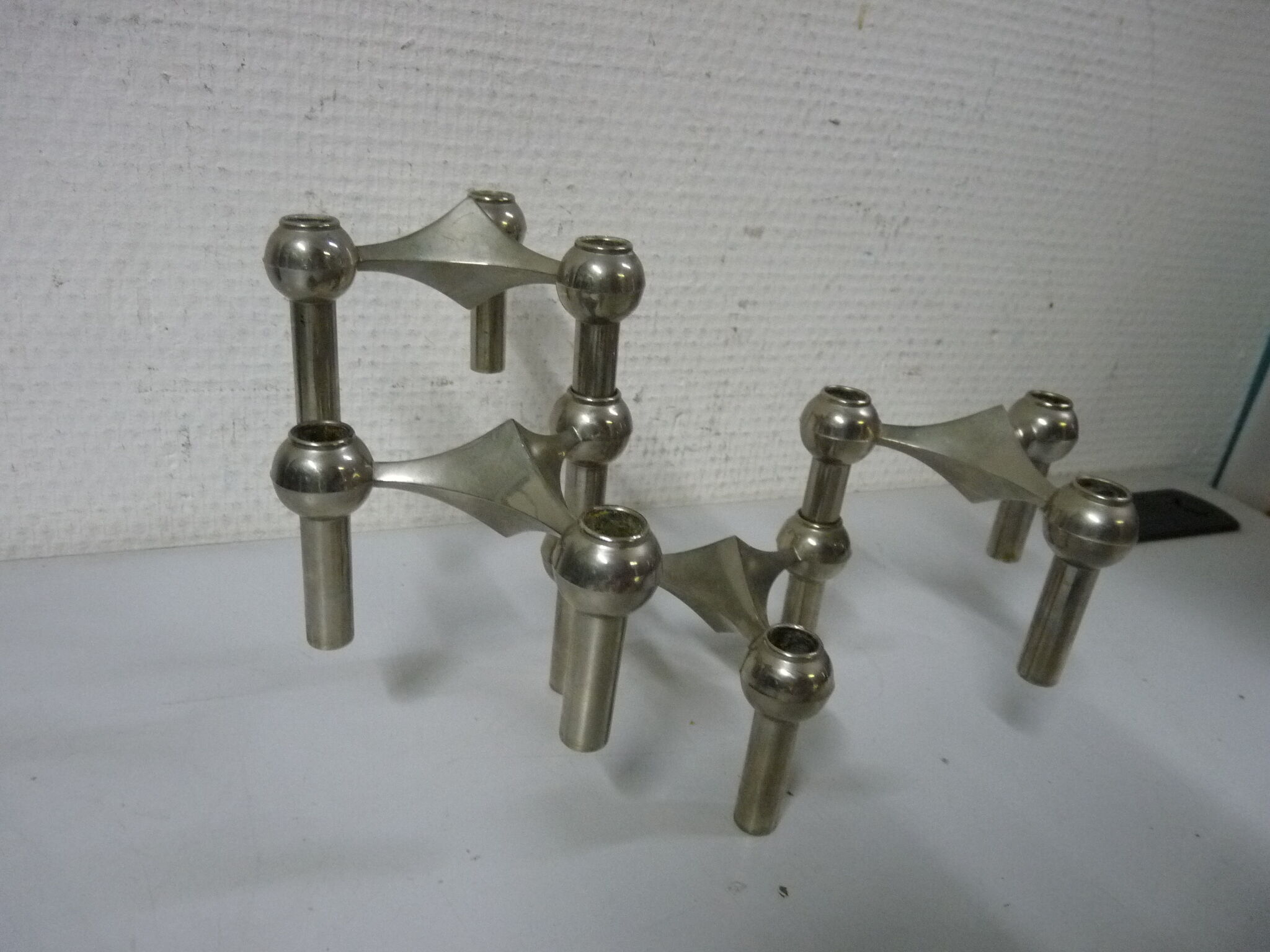 Lot of 4 chrome Nagel candlesticks