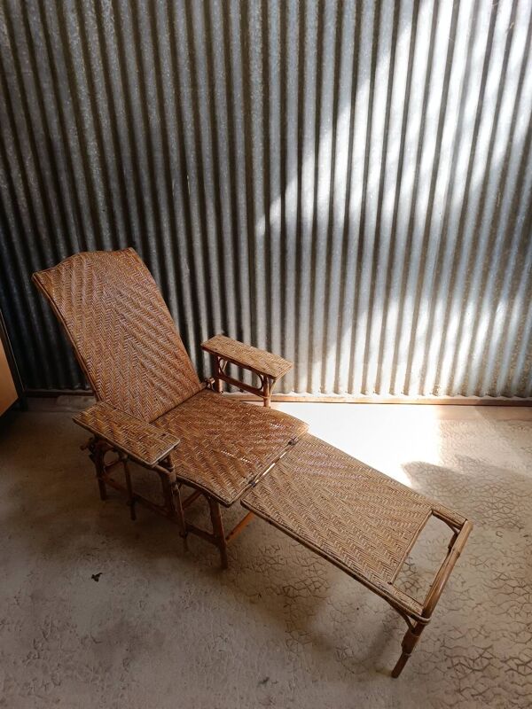 Bain de soleil - Transats en osier rotin vintage