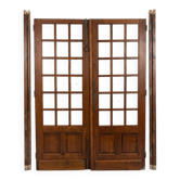Pair of oak partition doors with small panes, 20th century.
