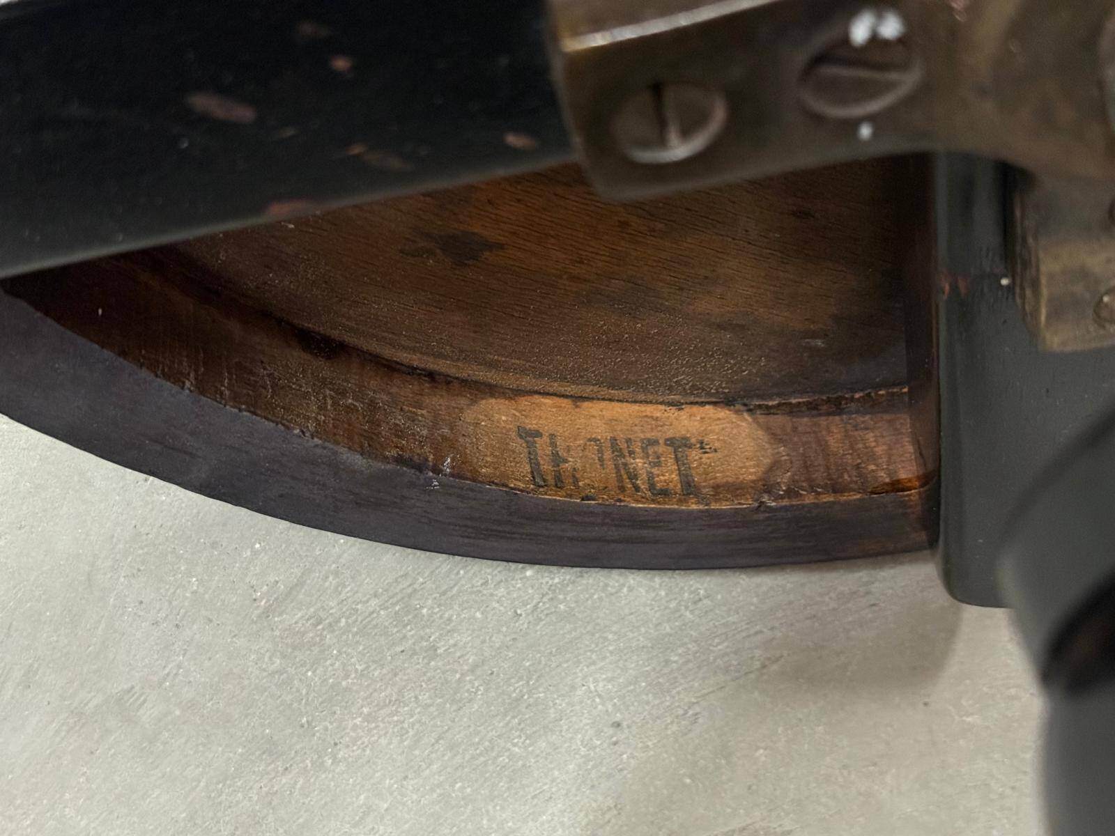 Thonet adjustable bentwood piano stool in black ebony finish, Czechoslovakia 1930s