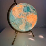 Vintage globe 1974 terrestrial tripod glass Taride
