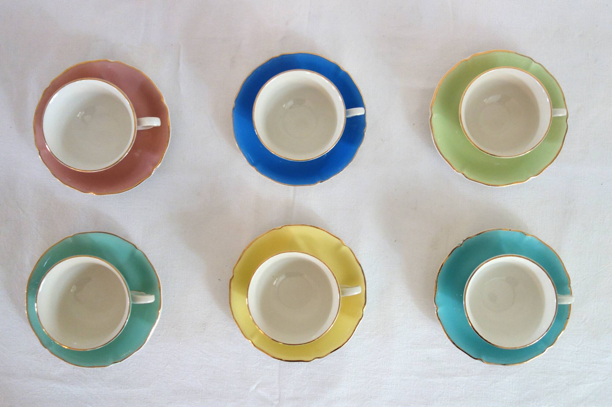 Set of 6 Saint Amand coffee cups, Trianon model, 1950s