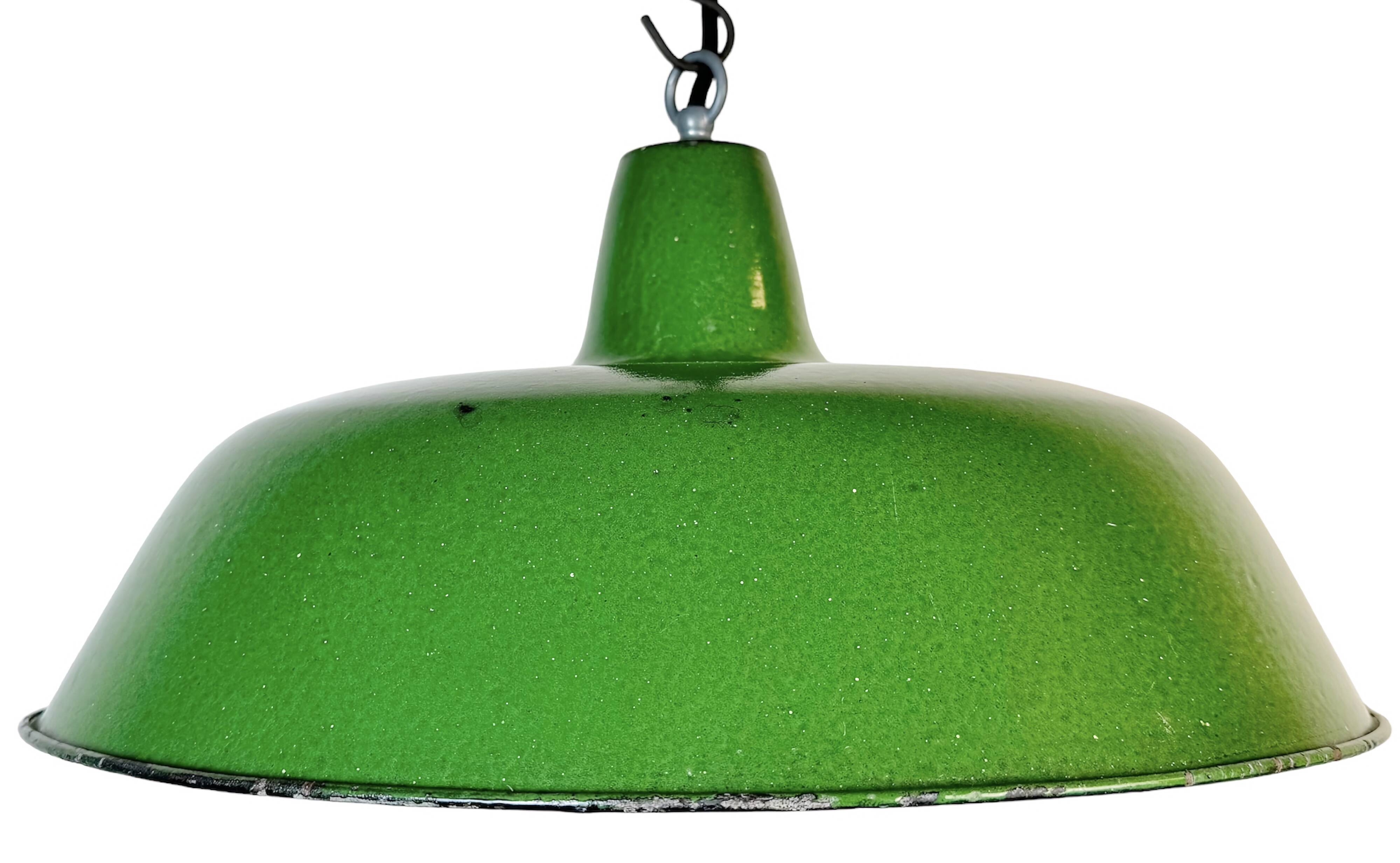Industrial Green Enamel Factory Pendant Lamp, 1960s