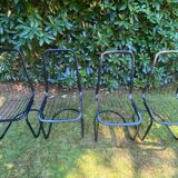 Set of four black highback dining chairs,  1970s