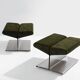 Pair of ottomans by Paul Geoffroy, brushed steel and alcantara, 1975