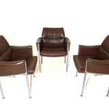 Röder Söhne Set of 3 leather office/dining room chairs by Miller Borgsen